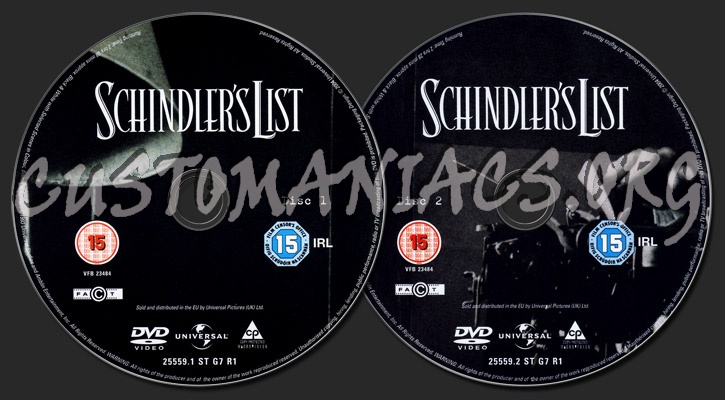 Schindler's List dvd label