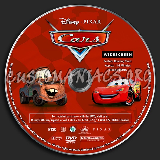 Cars dvd label