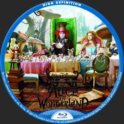 Alice In Wonderland (2010) blu-ray label