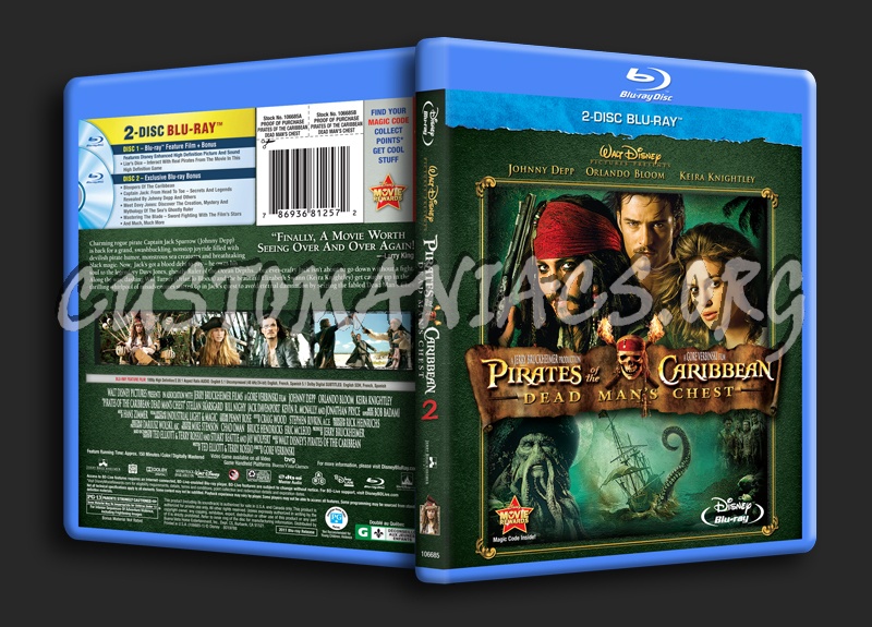 Pirates of the Caribbean: Dead Man's Chest blu-ray cover
