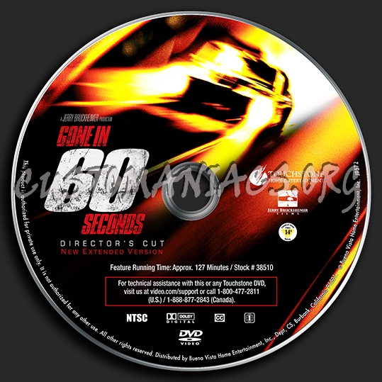 Gone in 60 Seconds dvd label