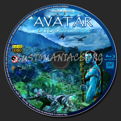 Avatar Extended Edition blu-ray label