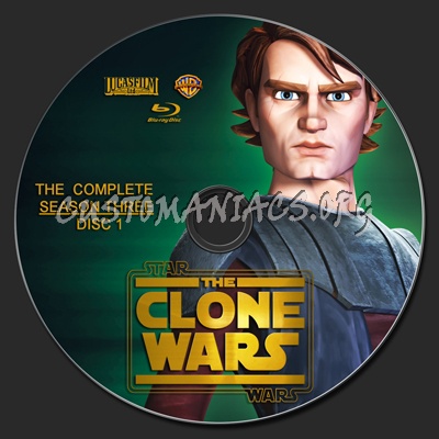 Star Wars The Clone Wars Season 3 blu ray label DVD Covers