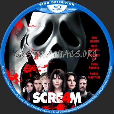 Scream 4 (Scre4m) blu-ray label