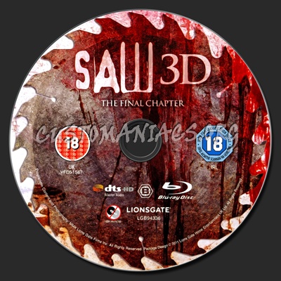 Saw 3D blu-ray label