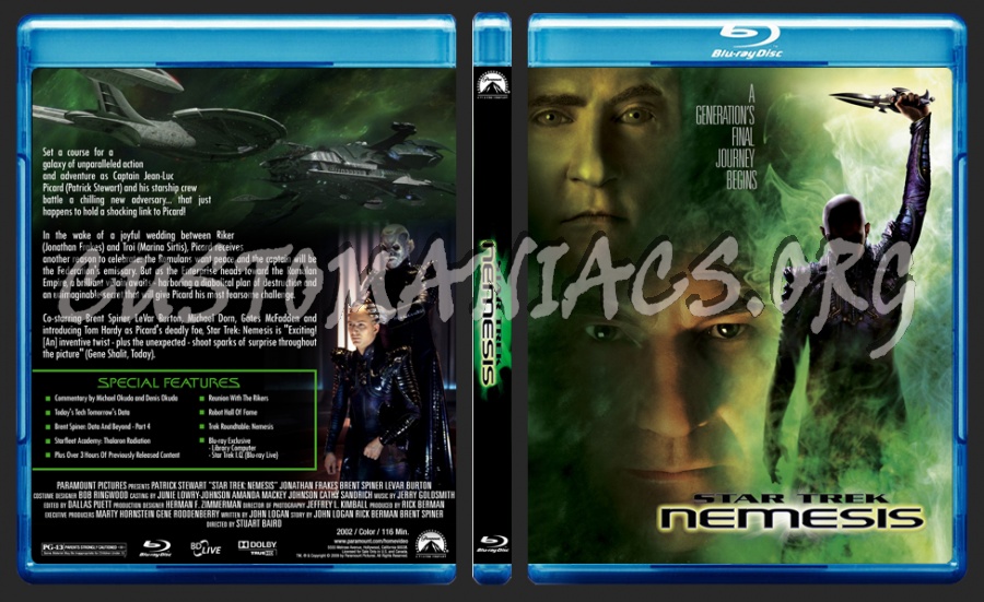 Star Trek X Nemesis blu-ray cover