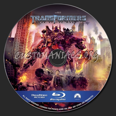 Transformers: Dark Of The Moon blu-ray label