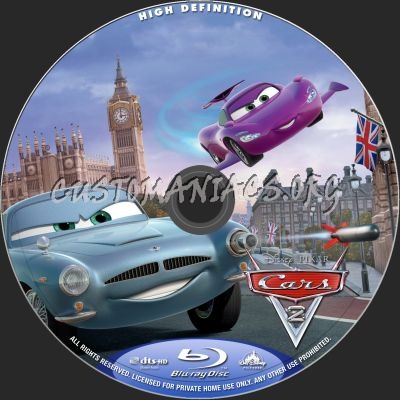 Cars 2 blu-ray label