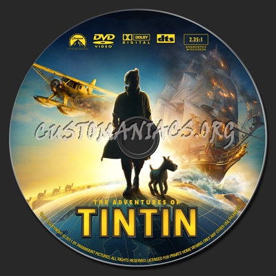The Adventures of Tintin: The Secret of the Unicorn dvd label