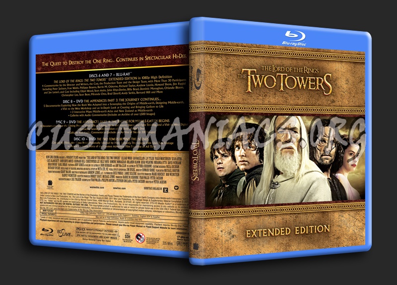 The Lord of the Rings: The Two Towers blu-ray cover