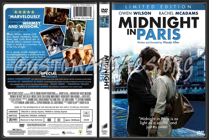 Midnight in Paris dvd cover