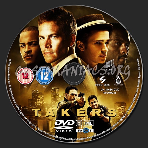 Takers dvd label
