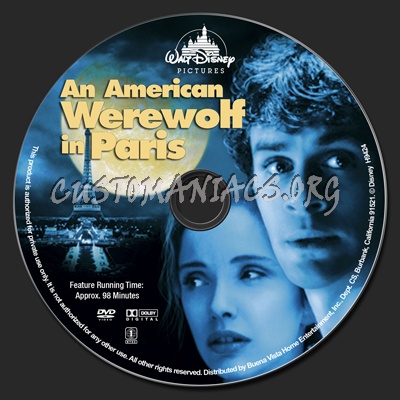 An American werewolf In Paris dvd label