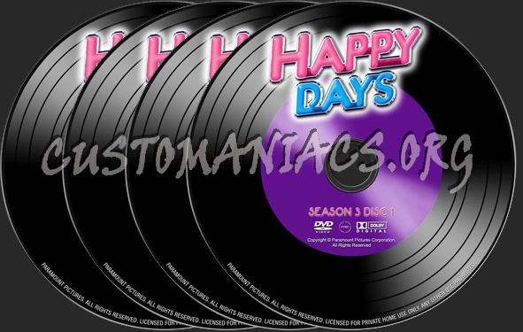 Happy Days Season 3 dvd label