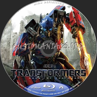 Transformers : Dark Of The Moon blu-ray label