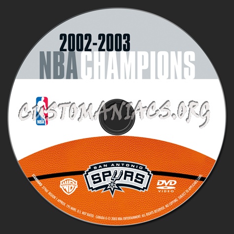 NBA San Antonio Spurs 2002-2003 NBA Champions dvd label