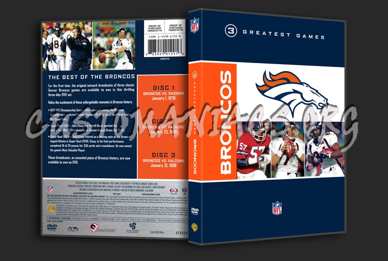 NFL 3 Greatest Games Broncos dvd cover