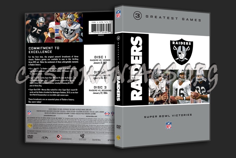 NFL 3 Greatest Games Raiders dvd cover