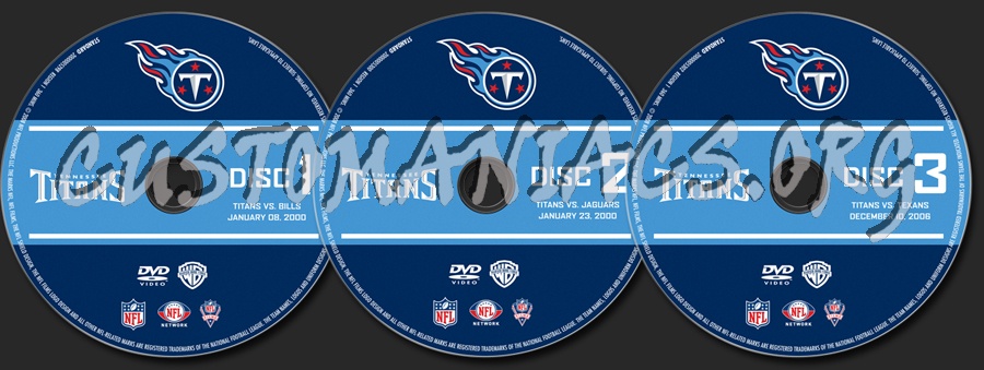 NFL 3 Greatest Games Tennessee Titans dvd label