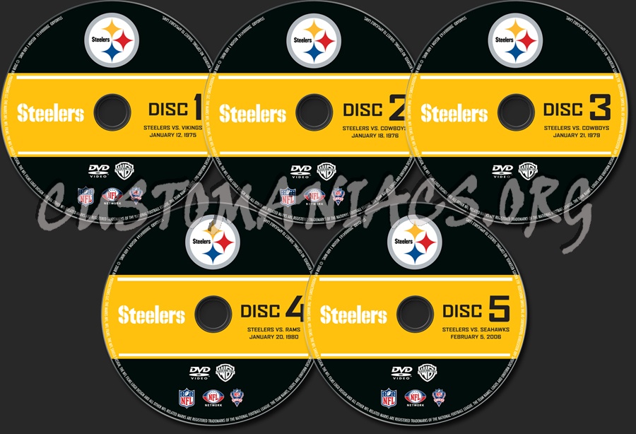 NFL 5 Greatest Games Steelers dvd label