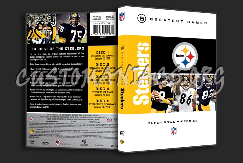 NFL 5 Greatest Games Steelers dvd cover