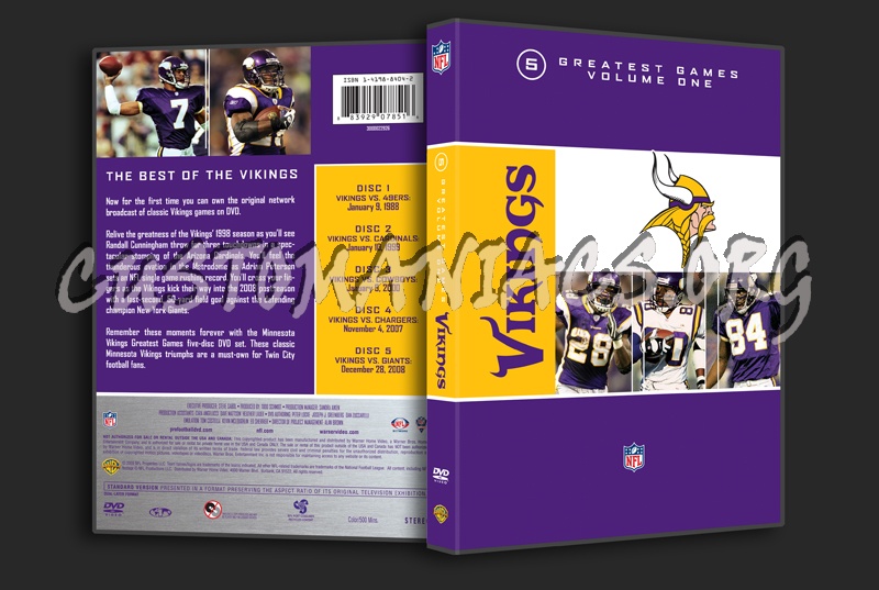 NFL 5 Greatest Games Volume 1 Vikings dvd cover