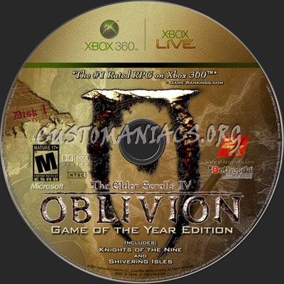 The Elder Scrolls IV:Oblivion - game of the Year Edition dvd label