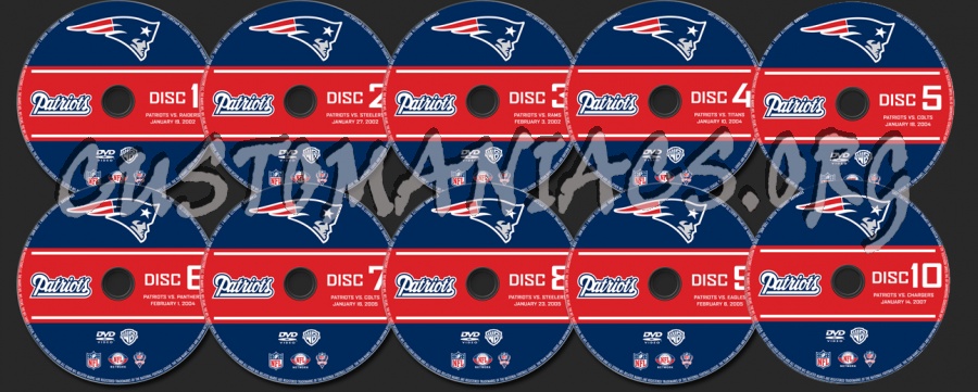 NFL 10 Greatest Games Patriots dvd label