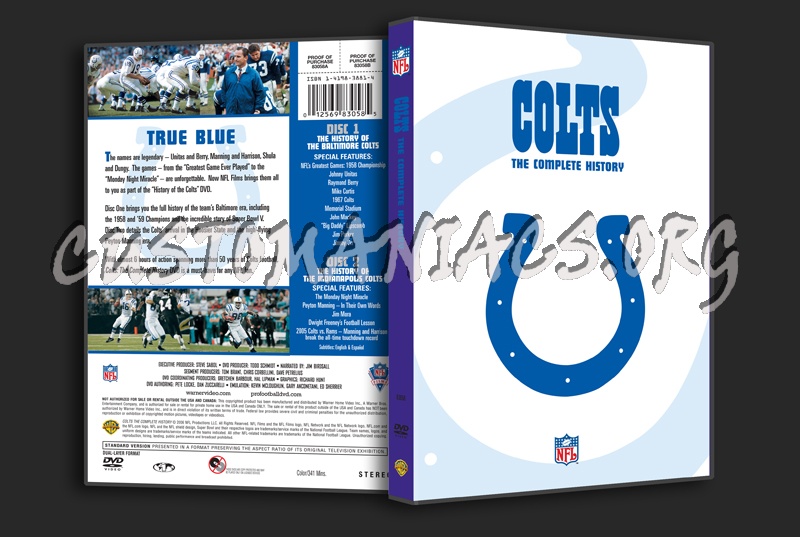 NFL Colts The Complete History dvd cover