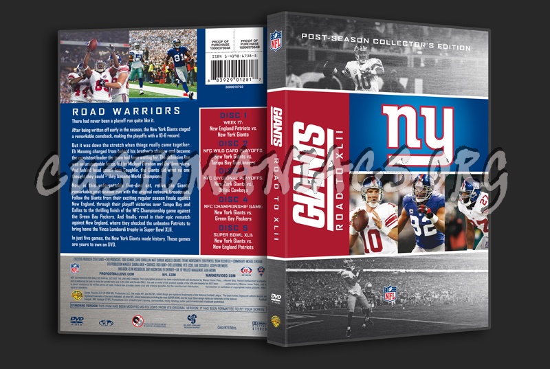 NFL Giants Road to XLII dvd cover