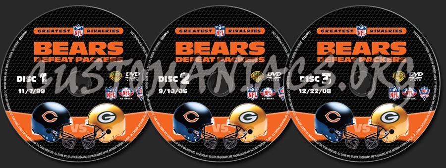 NFL Greatest Rivalries Bears Defeat Packers dvd label