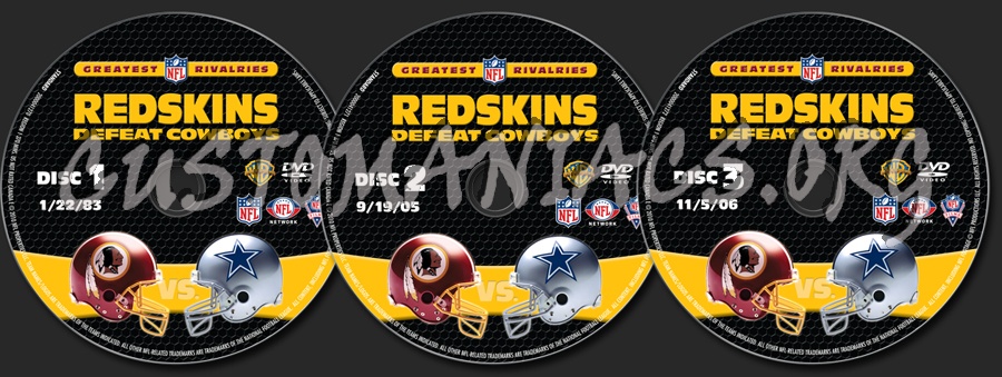 NFL Greatest Rivalries Redskins Defeat Cowboys dvd label