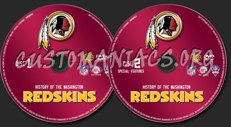 NFL History of the Washington Redskins dvd label