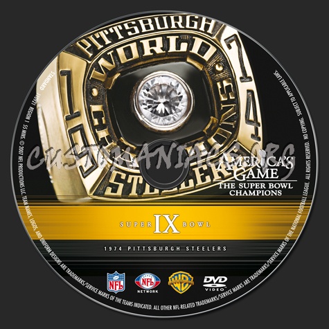 NFL Super bowl 09 1974 Pittsburgh Steelers dvd label