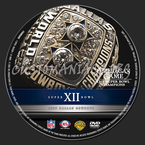 NFL Super bowl 12 1977 Dallas Cowboys dvd label