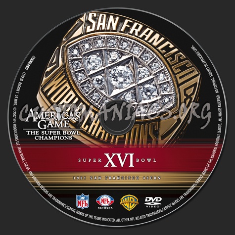 NFL Super bowl 16 1981 San Francisco 49ers dvd label