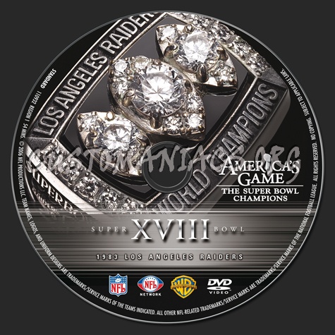 NFL Super bowl 18 1983 Los Angeles Raiders dvd label