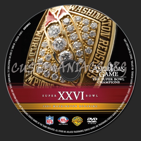 NFL Super bowl 26 1991 Washington Redskins dvd label