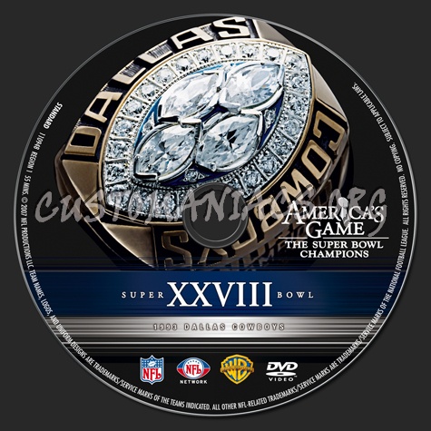 NFL Super bowl 28 1999 Dallas Cowboys dvd label