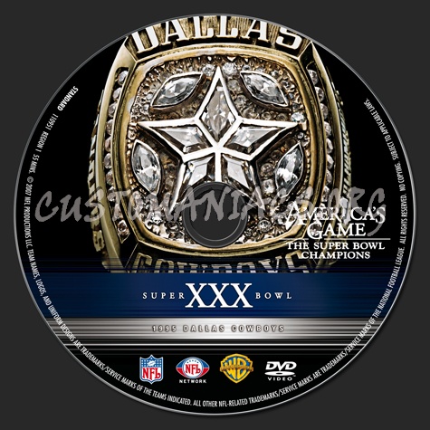 NFL Super bowl 30 1995 Dallas Cowboys dvd label