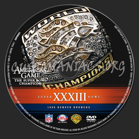 NFL Super bowl 33 1998 Denver Broncos dvd label