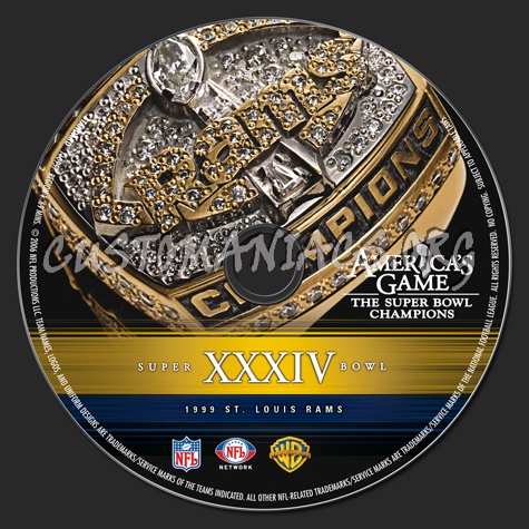 NFL Super bowl 34 1999 St Louis Rams dvd label