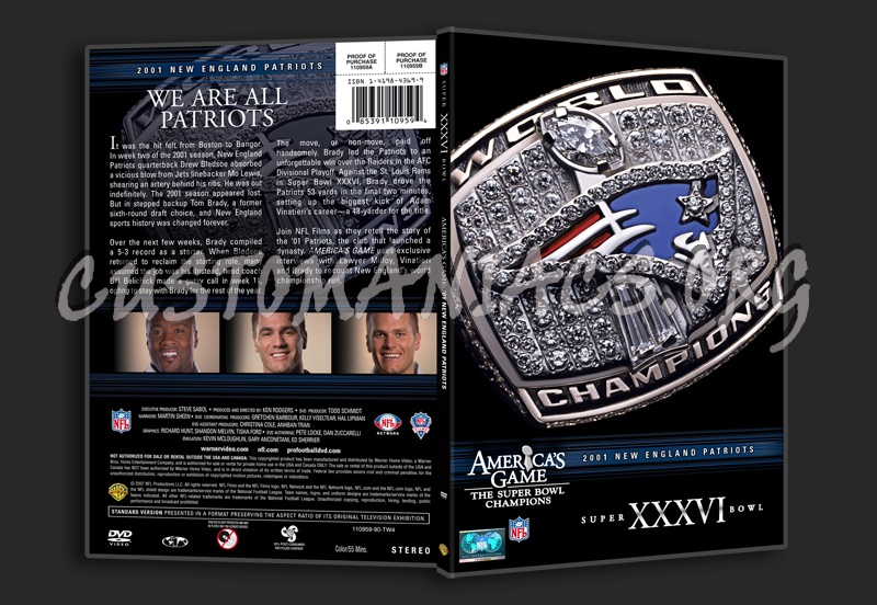 NFL Super bowl 36 2001 New England Patriots 