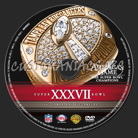 NFL Super bowl 37 2002 Tampa Bay Buccaneers dvd label