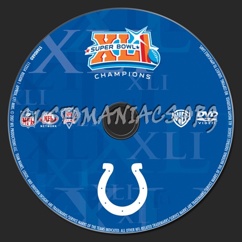 NFL Super bowl Champions XLI Indianapolis Colts dvd label