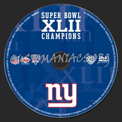 NFL Super bowl XLII Champions New York Giants dvd label