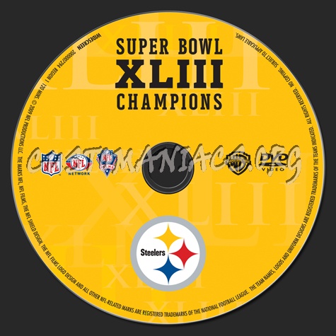 NFL Super bowl XLIII Champions Pittsburgh Steelers dvd label