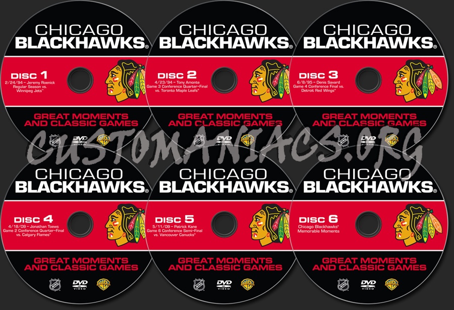 NHL Chicago Blackhawks Greatest Moments and Classic Games dvd label