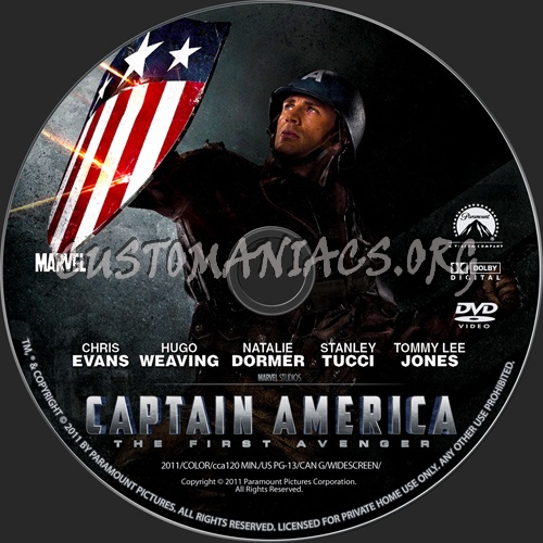 Captain America The First Avenger dvd label