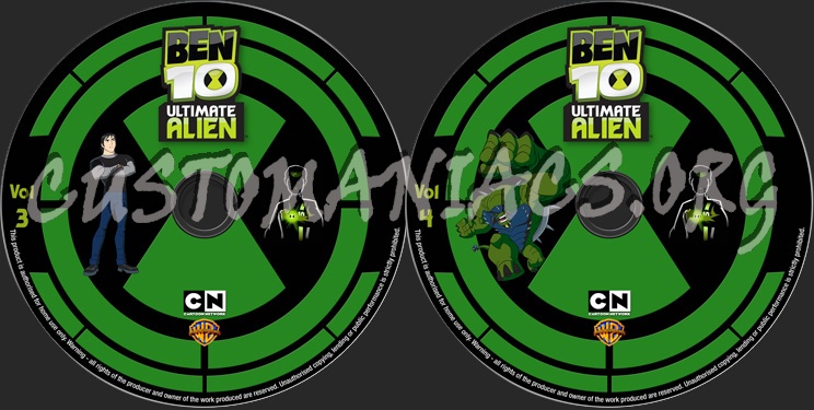 Ben 10 Ultimate Alien Vol 3&4 dvd label